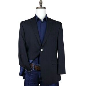 Calvin Klein Sport Coat Blazer Men 40R Navy Blue Two Button Wool